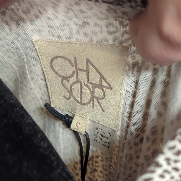 NWT Chaser Leopard Print Quarter Zip Long Sleeve Top SZ Small - Picture 2 of 9